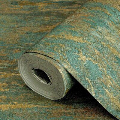 Abstract oxidized texture pattern wallpaper Green Code 7809-4