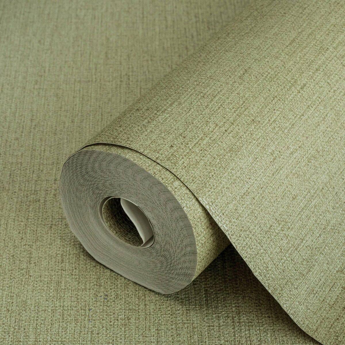 Natural Fabric Burlap Texture Wallpaper Green Code 3707-6 - Image 1
