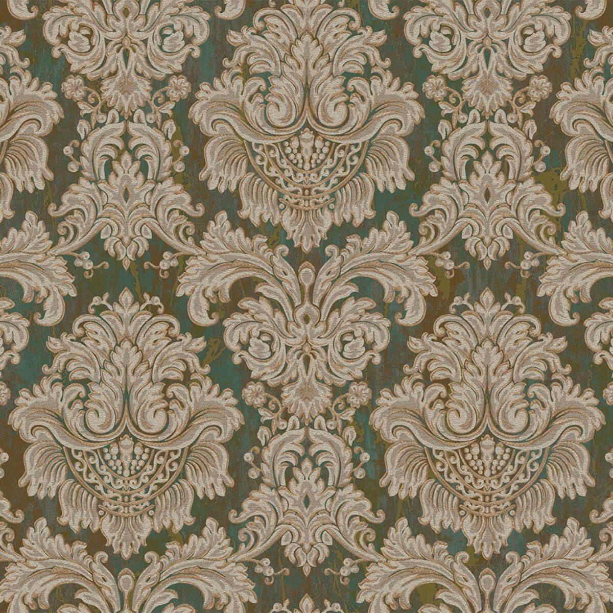 Rich baroque damask pattern wallpaper Green Code 7807-4 - Image 5