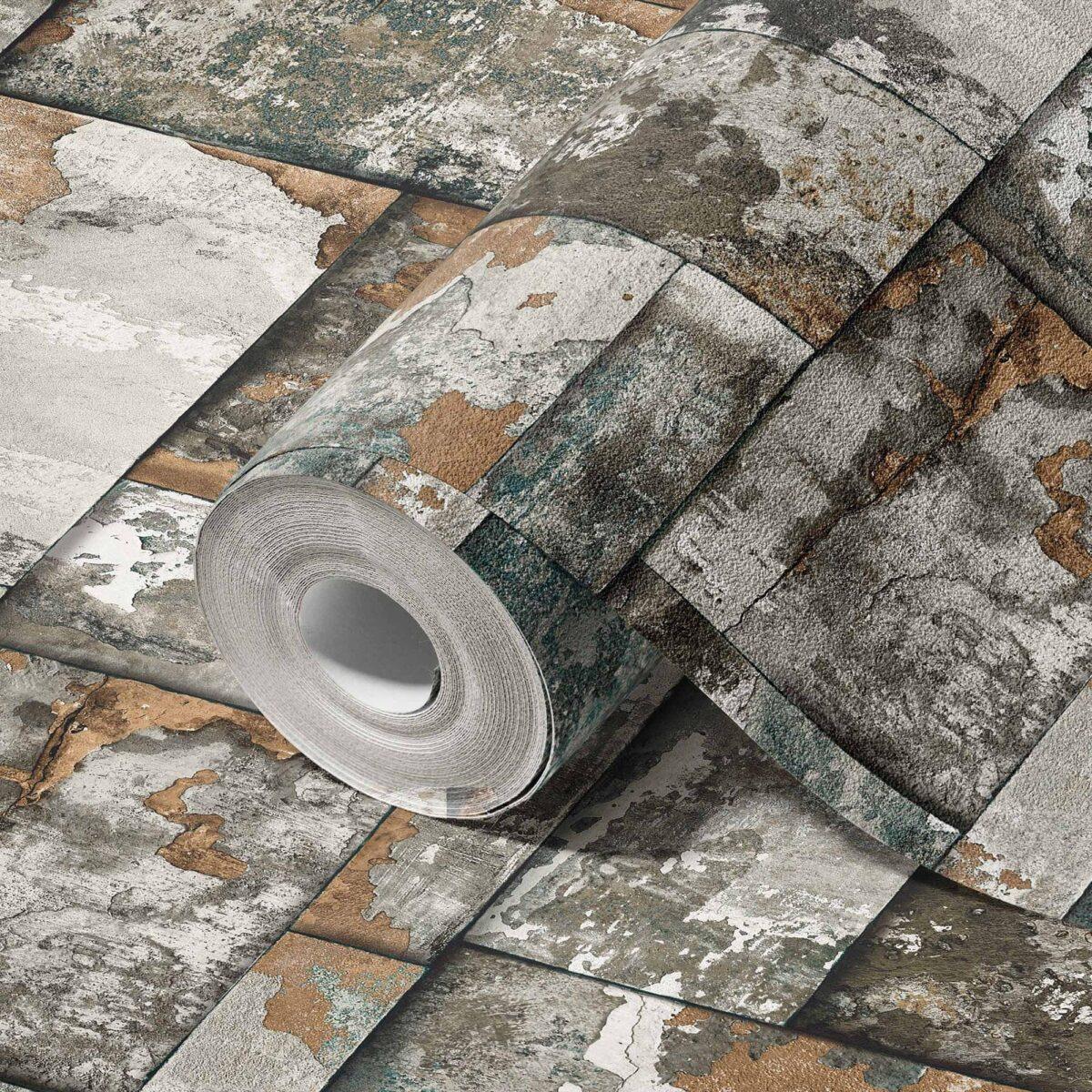 Geometric Stone Design Wallpaper Beige Code 23106-3 - Image 1