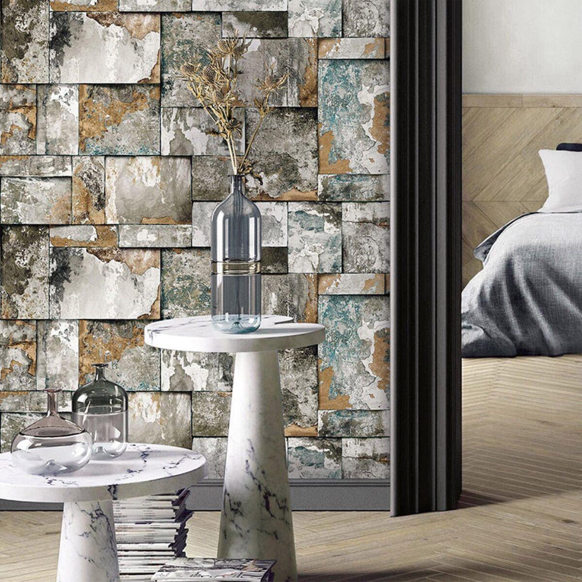 Geometric Stone Design Wallpaper Beige Code 23106-3 - Image 6