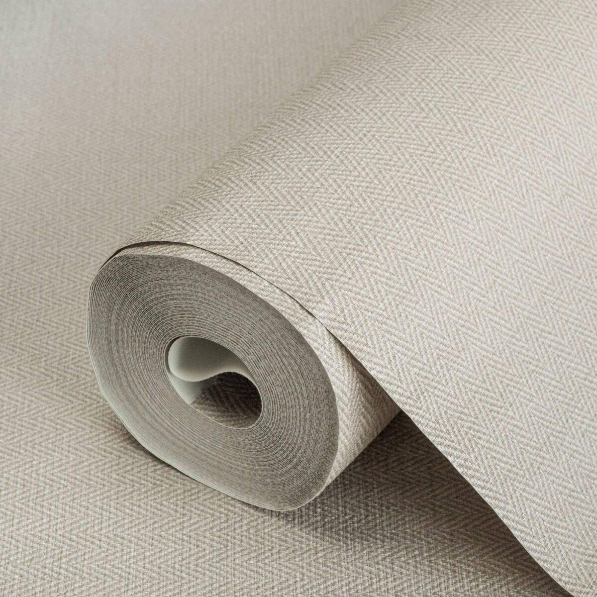 Tweed Woven Herringbone Pattern Texture Wallpaper Silver Code 3701-2 - Image 1