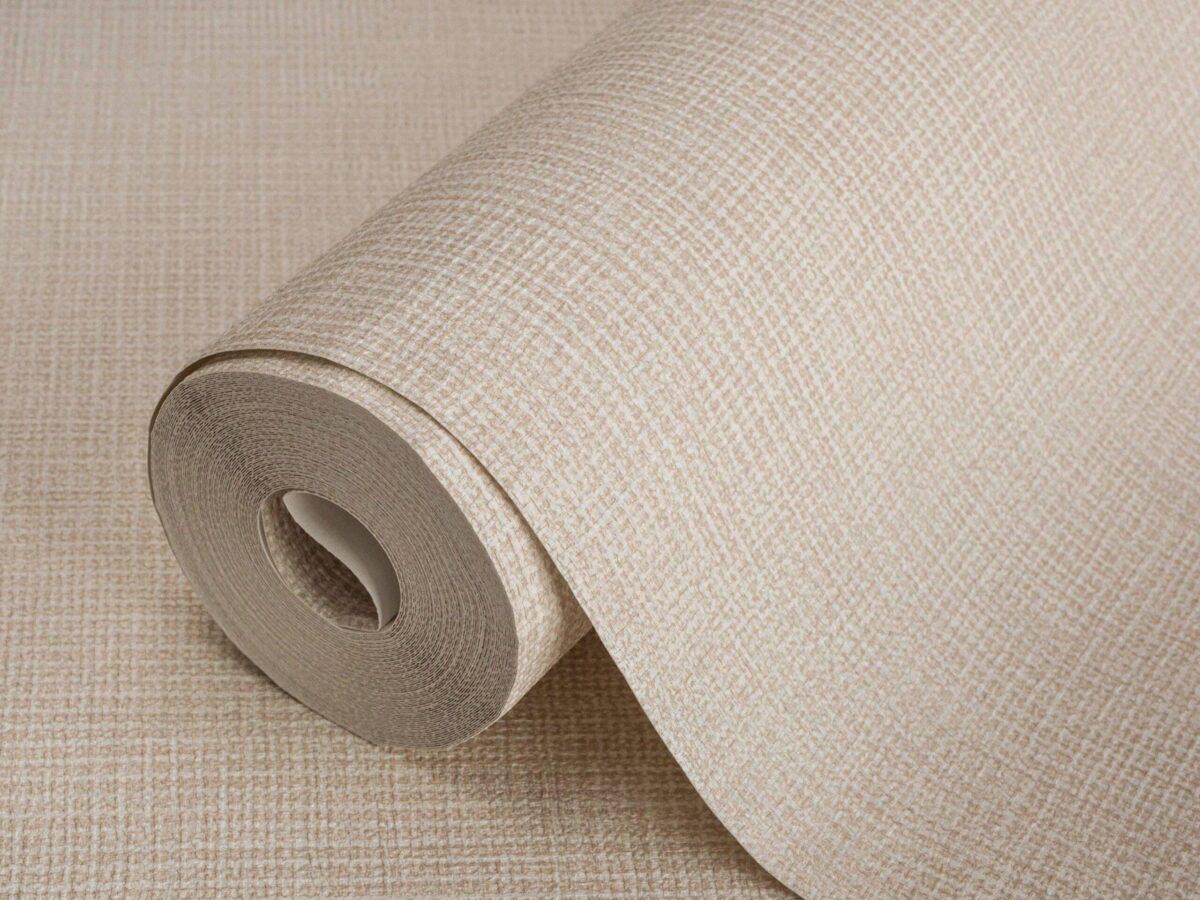 Rough Wool Tweed Texture Inspired Wallpaper Beige  Code 3712-2 - Image 1