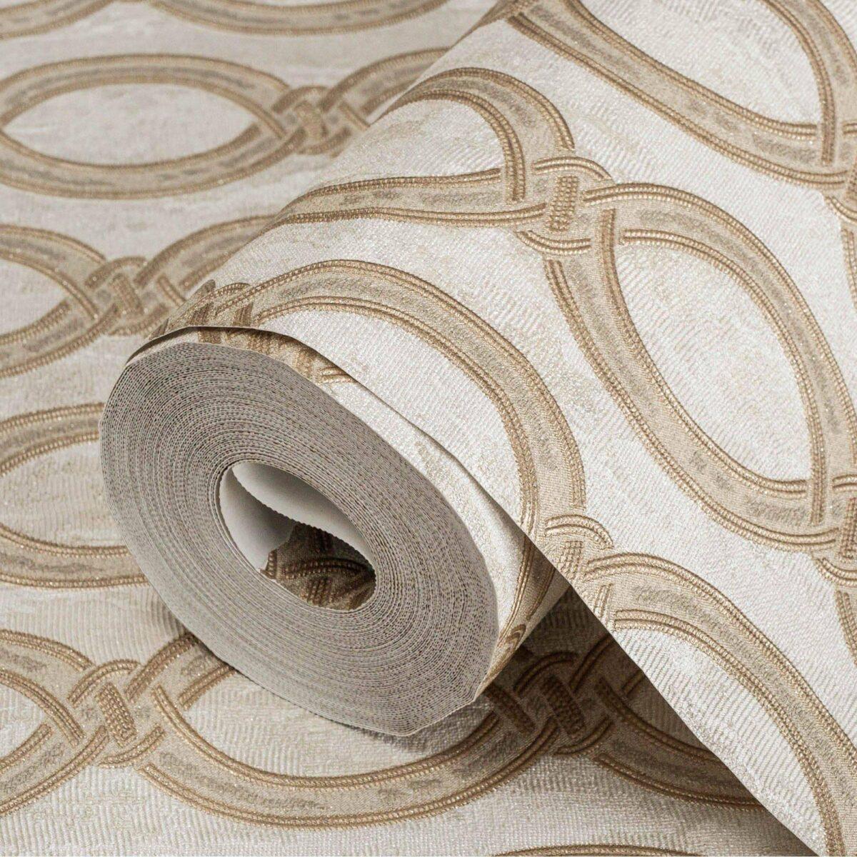 Wallpaper with stylized chain pattern Cream Code 7808-1 - Image 1
