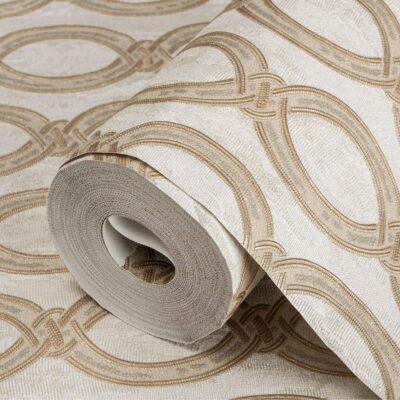 Wallpaper with stylized chain pattern Cream Code 7808-1