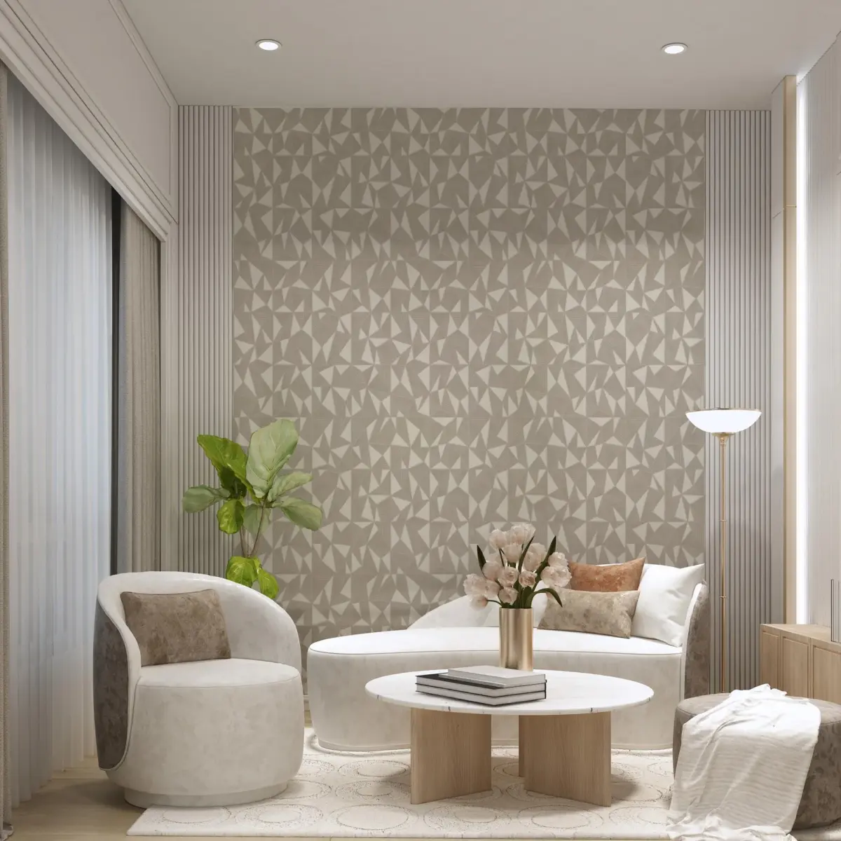 Geometric Modern Design Wallpaper Cream Code 23204-2 - Image 4
