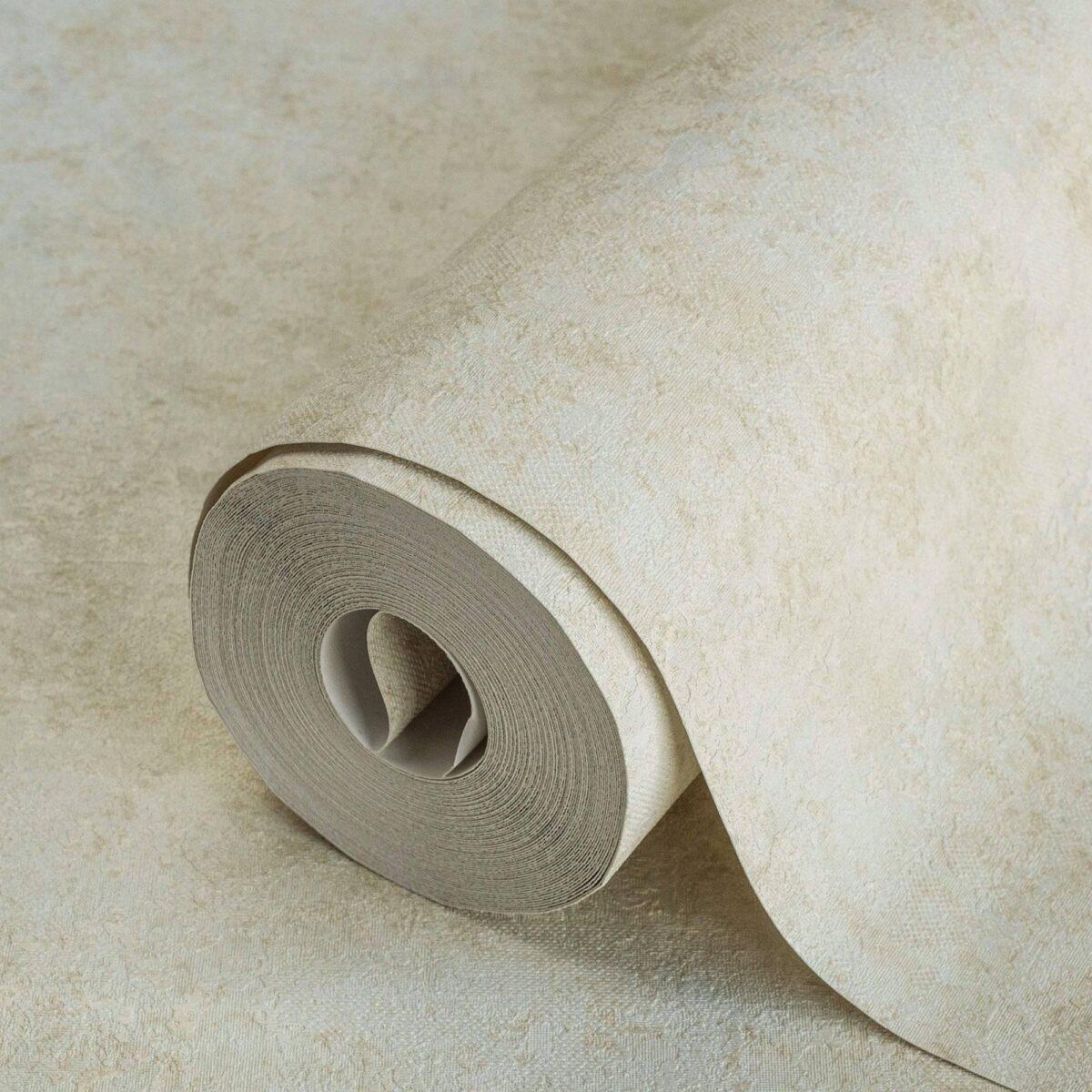 Abstract Plain Fabric Textured Wallpaper Cream Code 3710-1 - Image 1