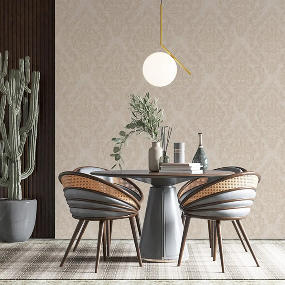 Rich Damask Design Wallpaper Cream Code 1405-3 - Image 2