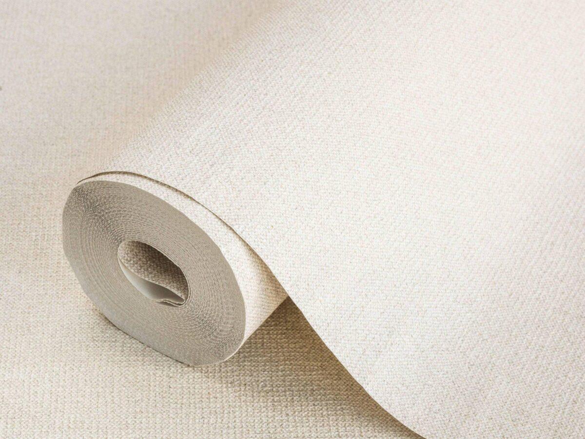 Rough Natural Linen Fabric Pattern Wallpaper Cream Code 3719-2 - Image 1
