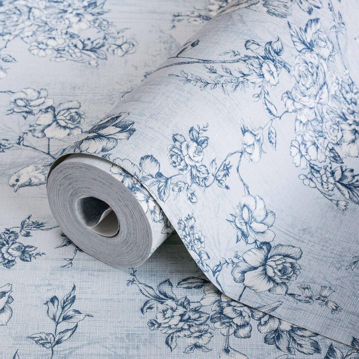 Floral Pattern Trend Wallpaper Blue White Code 9914-2 - Image 1