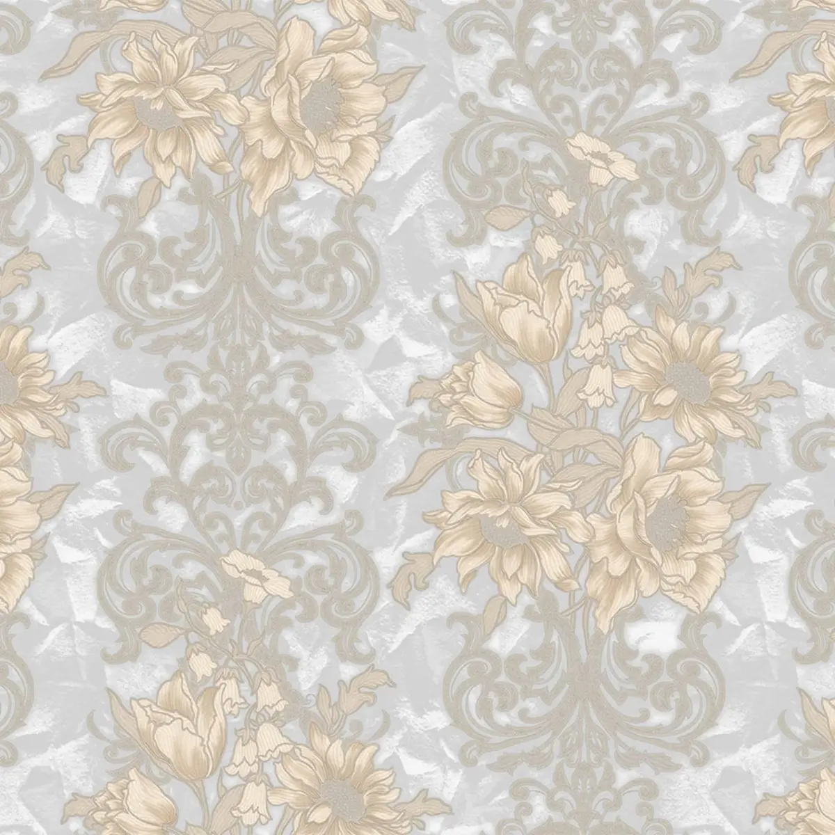 Floral detailed Rococo damask pattern wallpaper Gray Code 7805-5 - Image 5