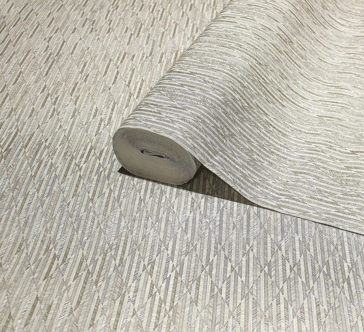 Striped Geometric Design Wallpaper Light Silver Code 23205-2 - Image 1