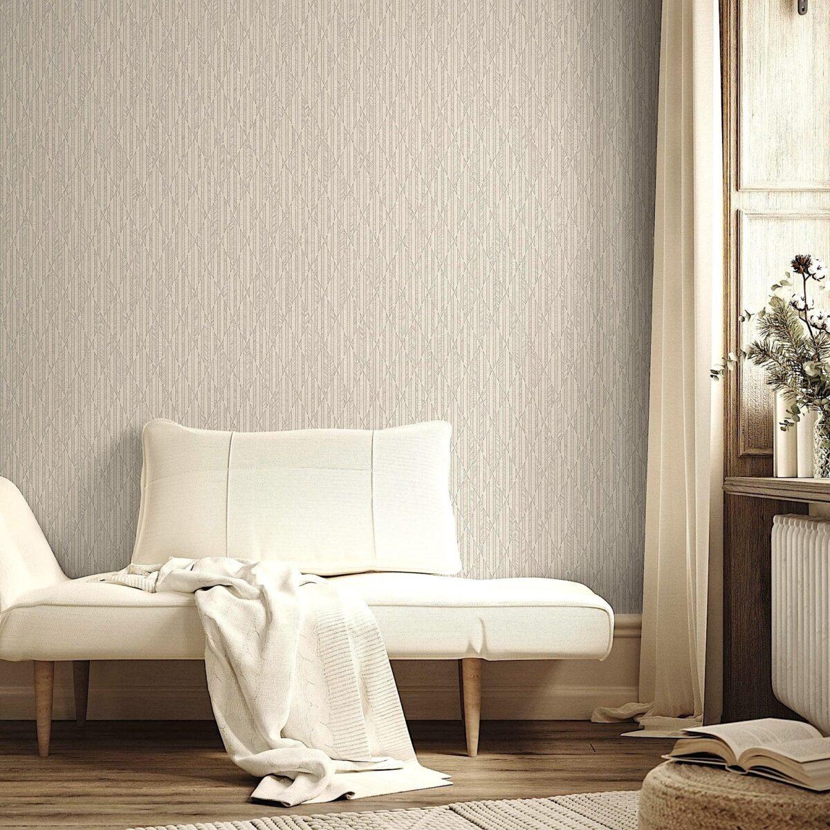Striped Geometric Design Wallpaper Light Silver Code 23205-2 - Image 2
