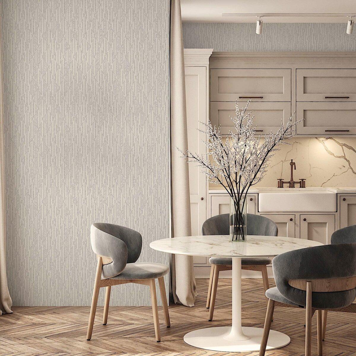 Striped Geometric Design Wallpaper Light Silver Code 23205-2 - Image 4