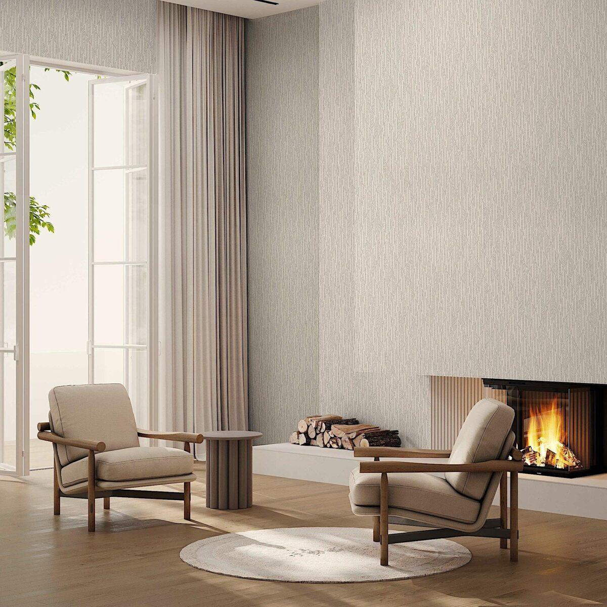 Striped Geometric Design Wallpaper Light Silver Code 23205-2 - Image 5