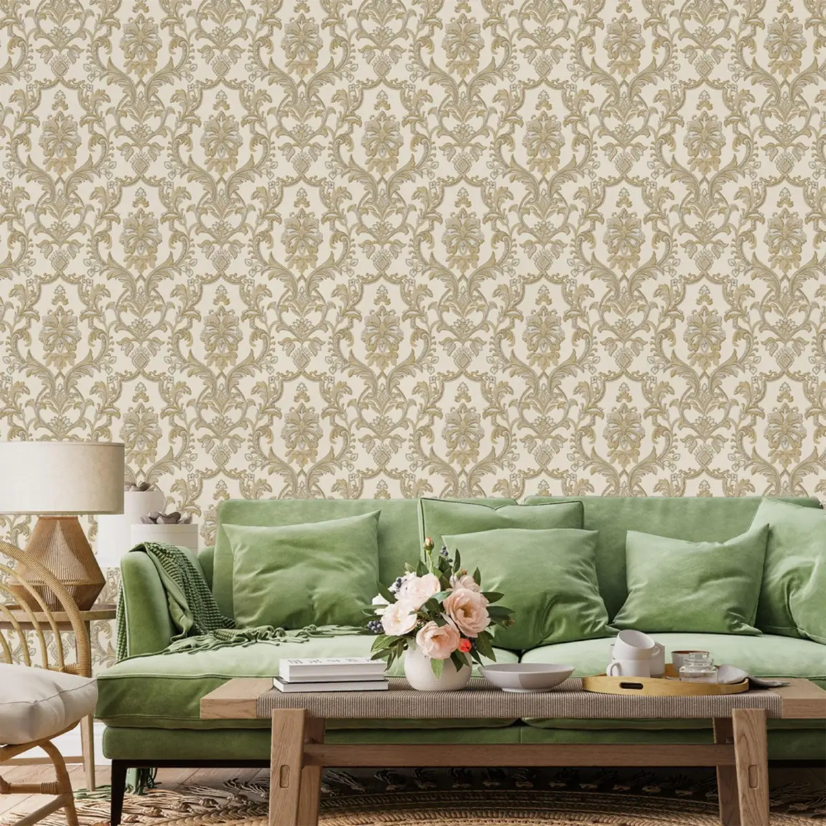Classic Damask Design Wallpaper Beige Code 1407-5 - Image 5