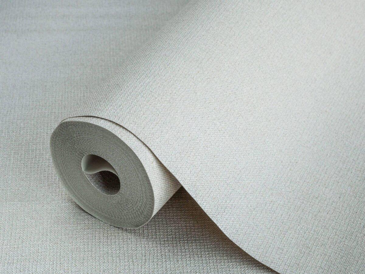 Rough Natural Linen Fabric Pattern Wallpaper Gray Code 3719-4 - Image 1