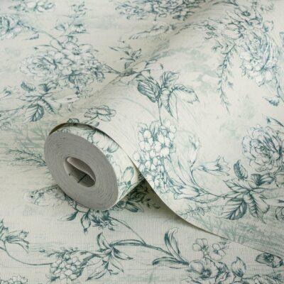 Floral Pattern Trend Wallpaper Green White Code 9914-3