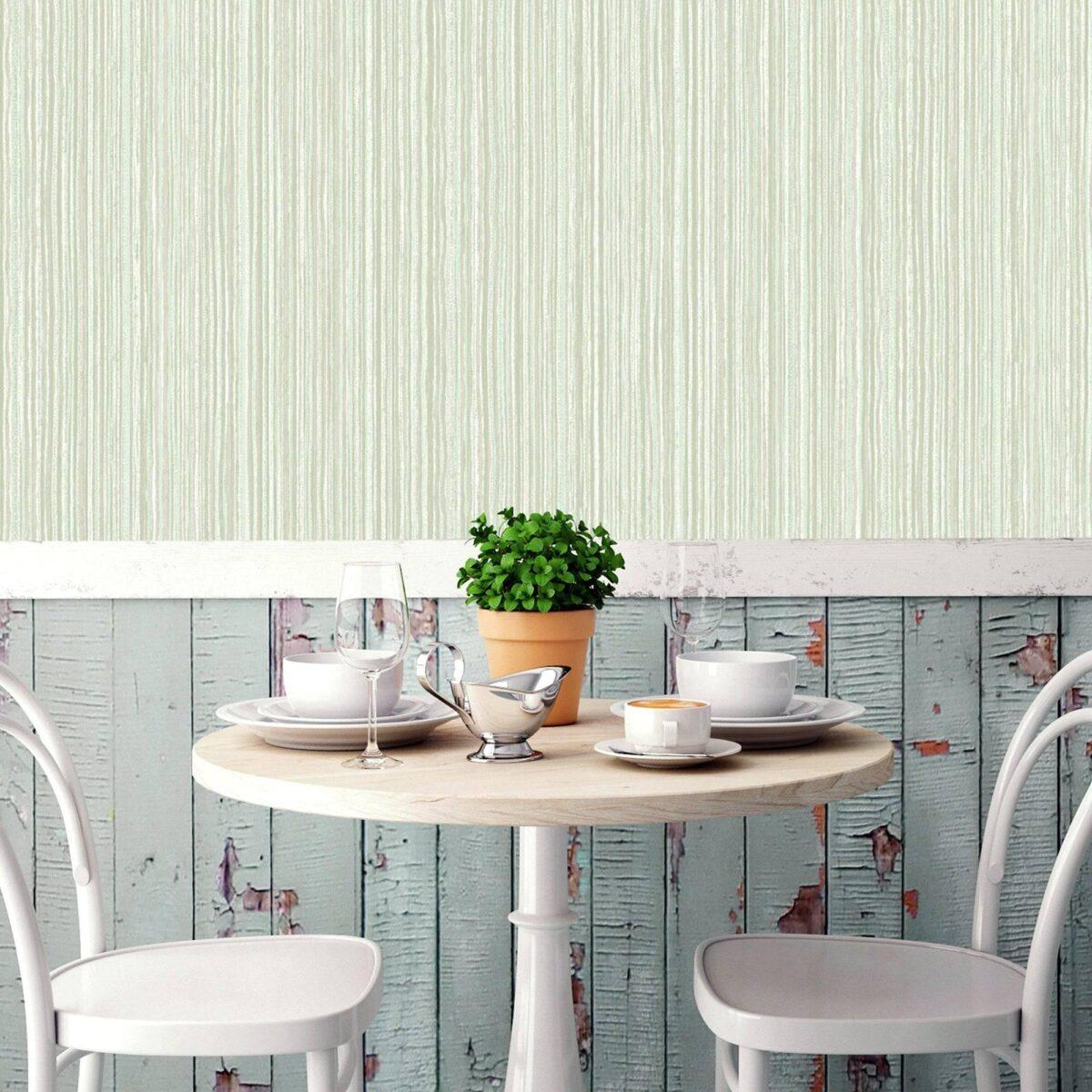 Striped Plain Wallpaper Light Green Code 9904-3 - Image 2