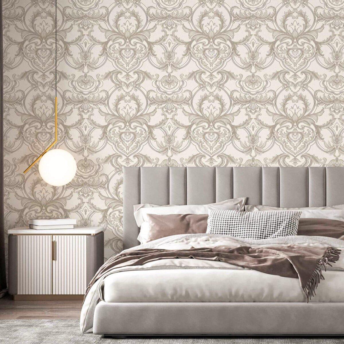 Classical Damask Wallpaper White Code 1308-1 - Image 2