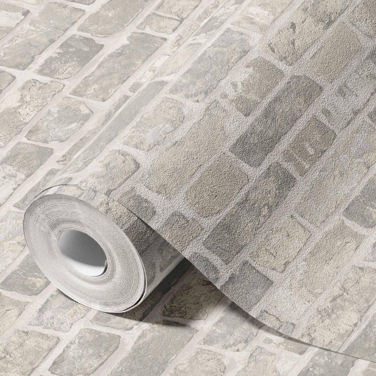 Modern Stone Design Wallpaper Silver Code 23104-2 - Image 1