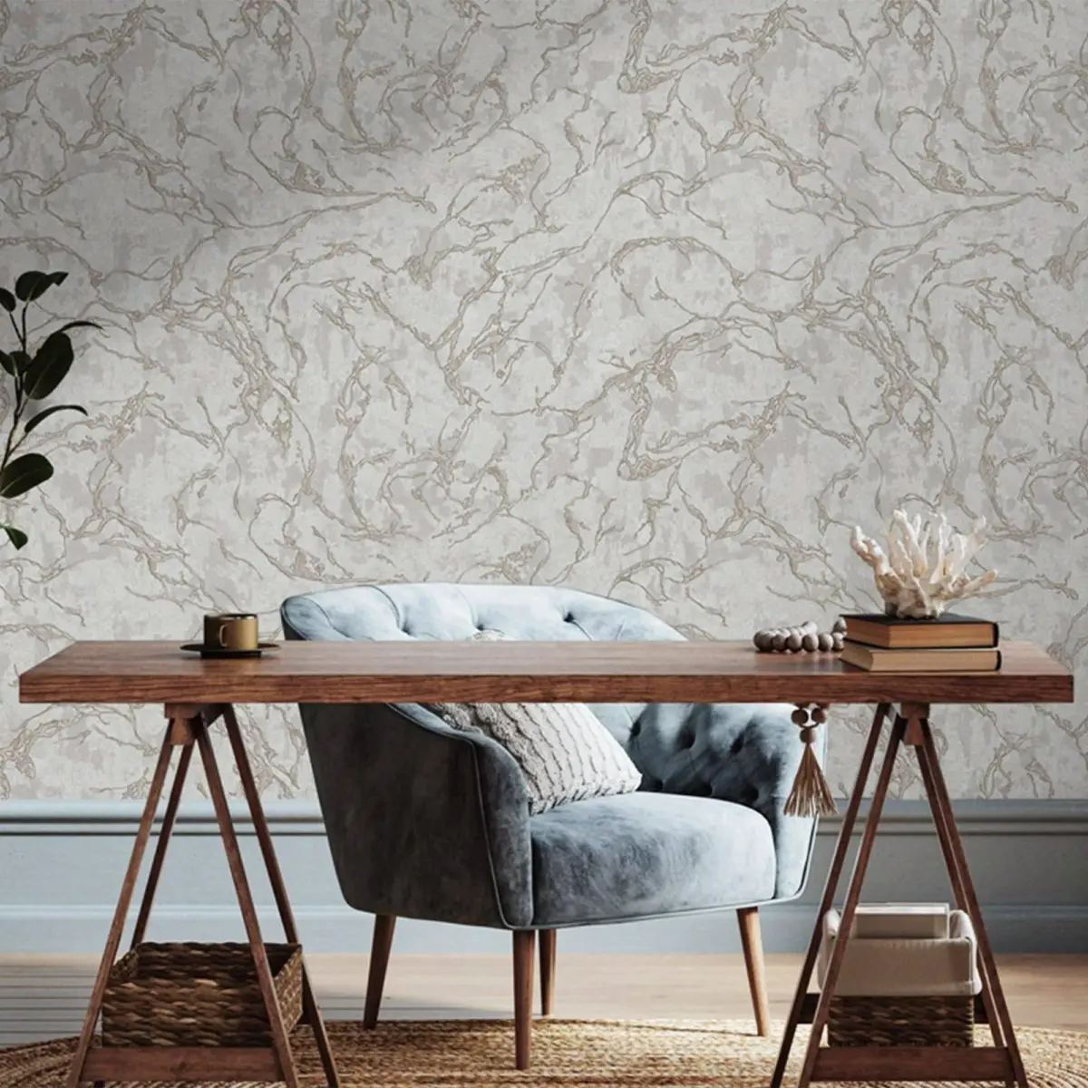 Gold Vein Shaped Design Wallpaper Gray Code 1503-3 - Image 2