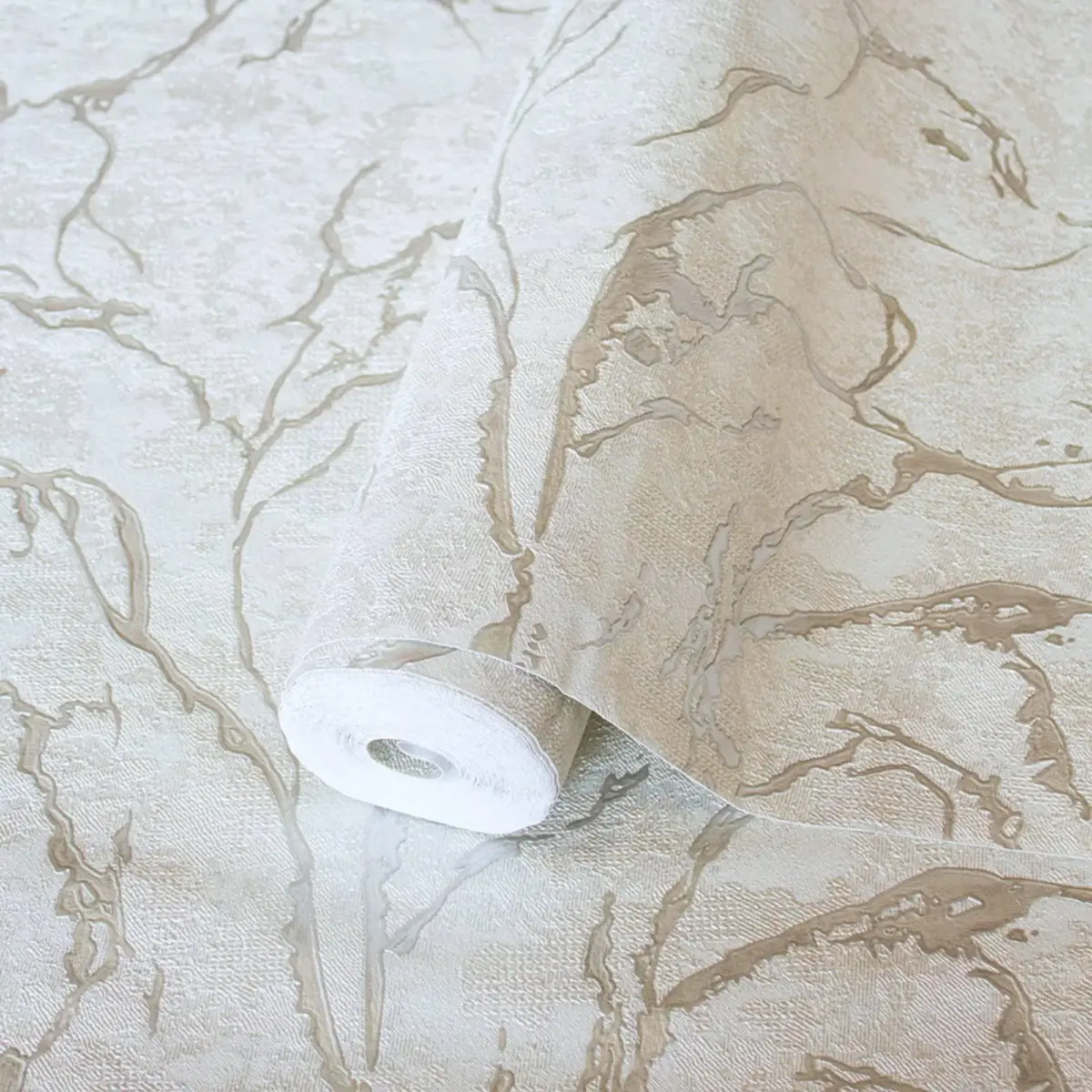 Gold Vein Shaped Design Wallpaper White Code 1503-1 - Image 1