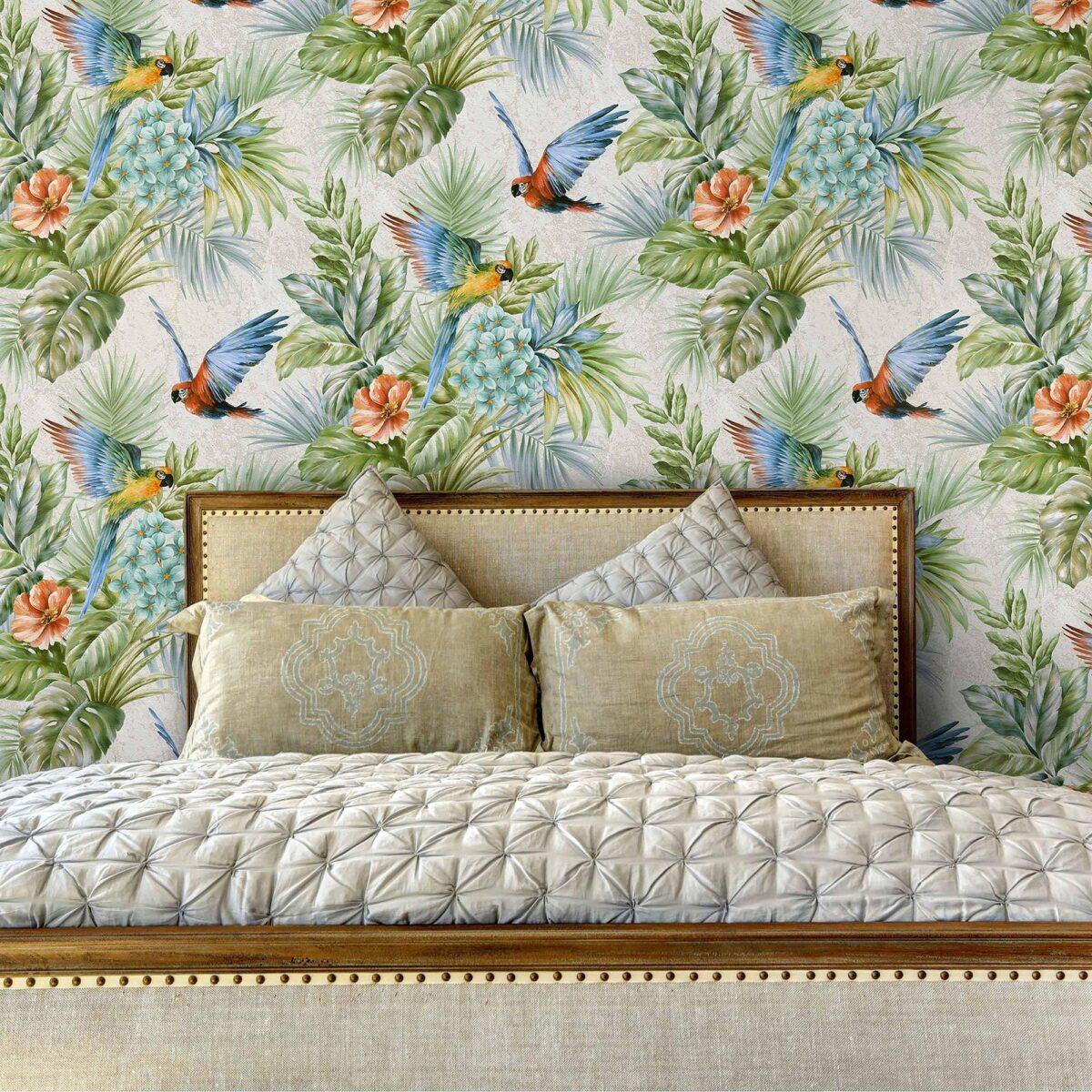 Wallpaper Parrot and Tropical Plant Trend Beige Code 9905-3 - Image 2