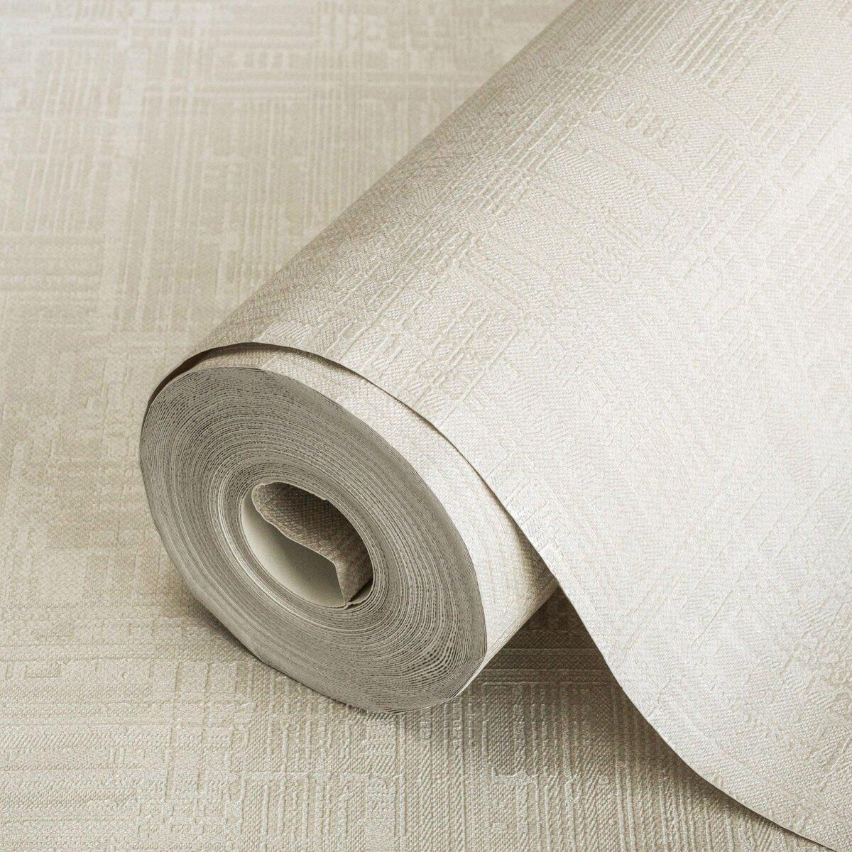 Abstract Stylised Woven Modern Pattern Wallpaper Cream Code 3703-2 - Image 1