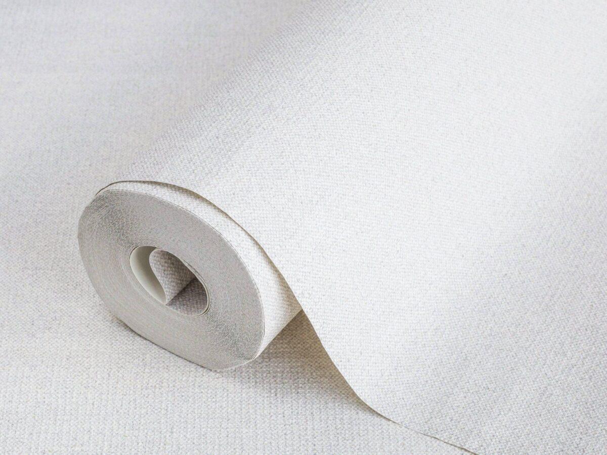 Rough Natural Linen Fabric Pattern Wallpaper White Code 3719-1 - Image 1