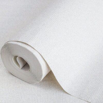 Rough Natural Linen Fabric Pattern Wallpaper White Code 3719-1