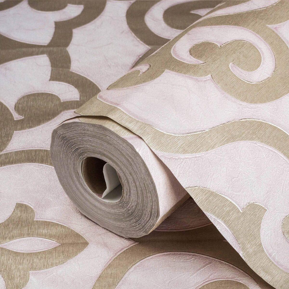 Bold neoclassical damask ornament wallpaper Pink Code 7810-3 - Image 1