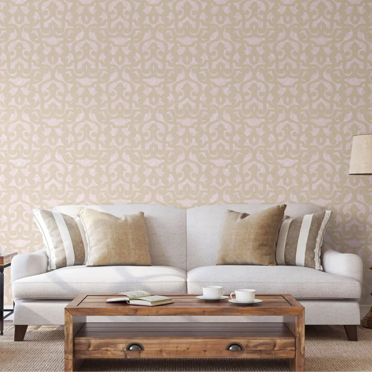 Bold neoclassical damask ornament wallpaper Pink Code 7810-3 - Image 6