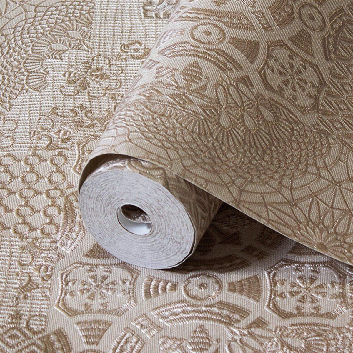 Geometric Damask Design Wallpaper Brown Code 1409-3 - Image 1