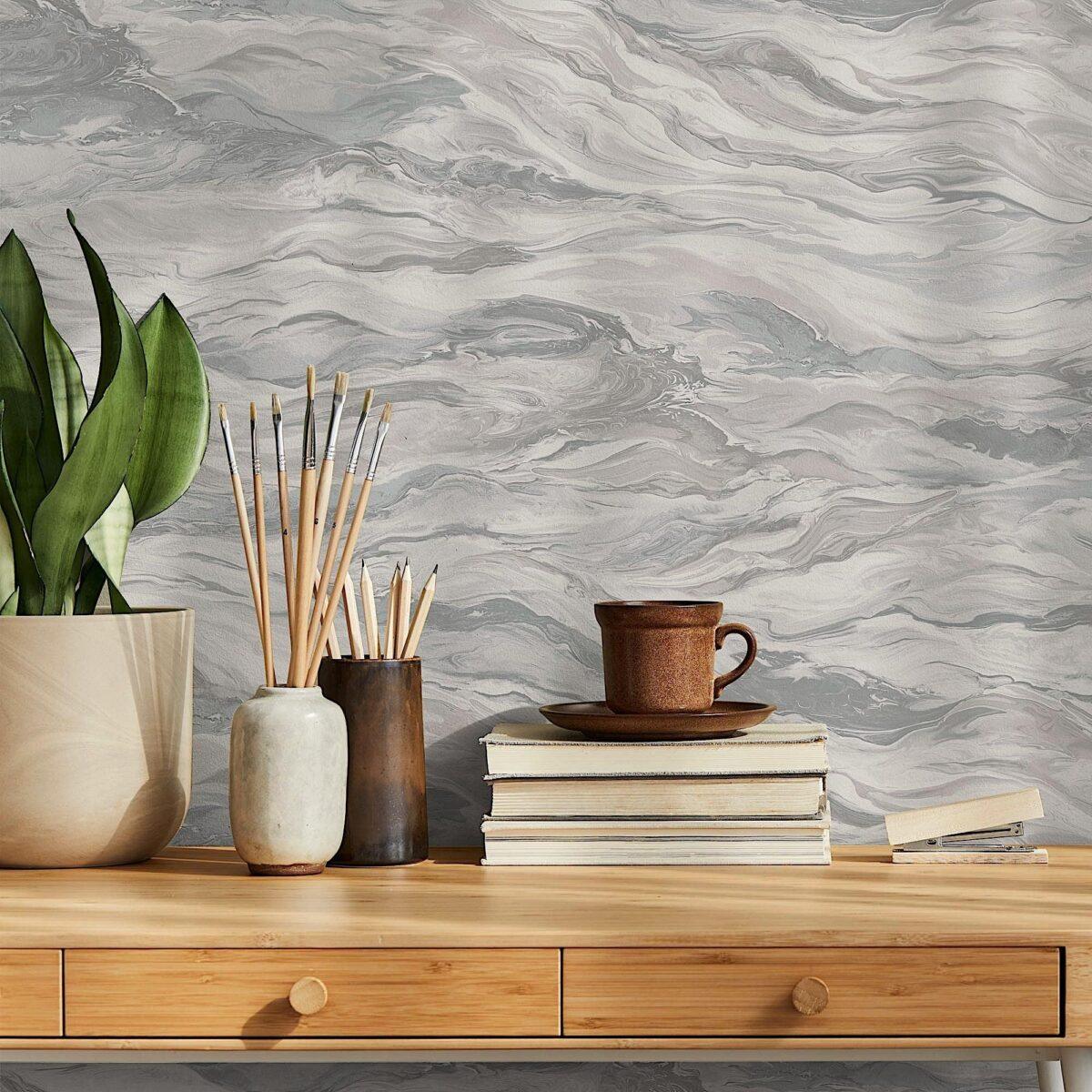 Modern Marble Design Wallpaper Silver Code 23207-2 - Image 2