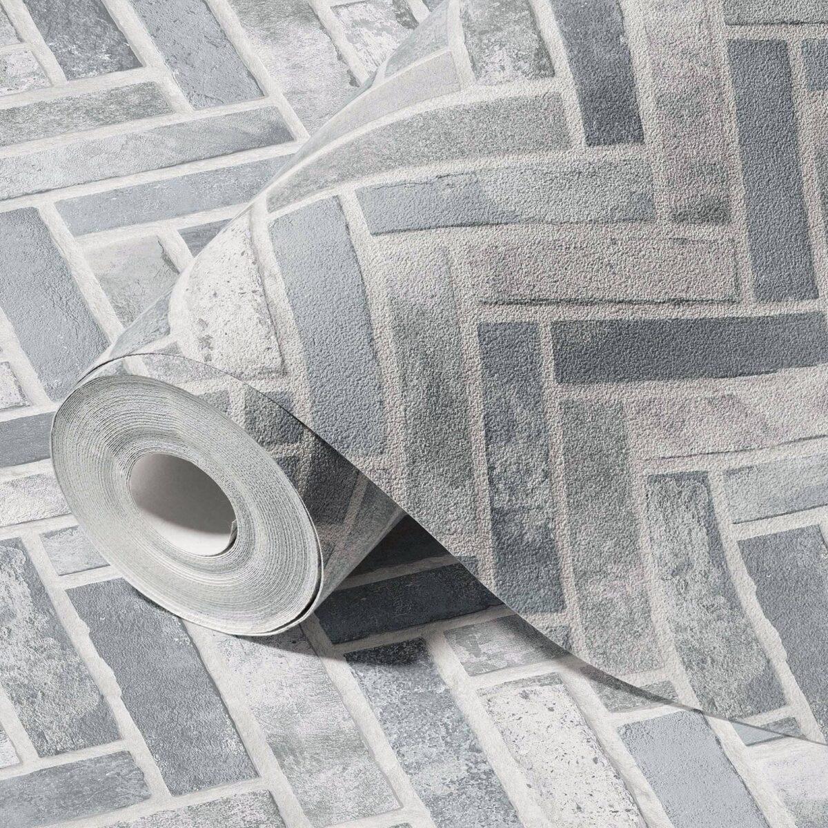 Modern Tile Design Wallpaper Gray Code 23105-2 - Image 1