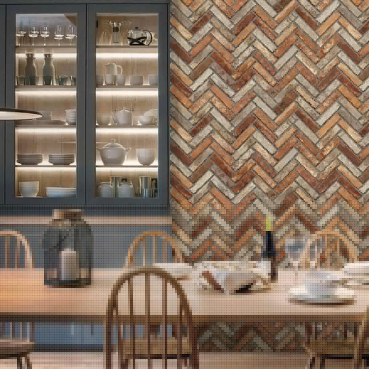 Modern Tile Design Wallpaper Brown Code 23105-4 - Image 2
