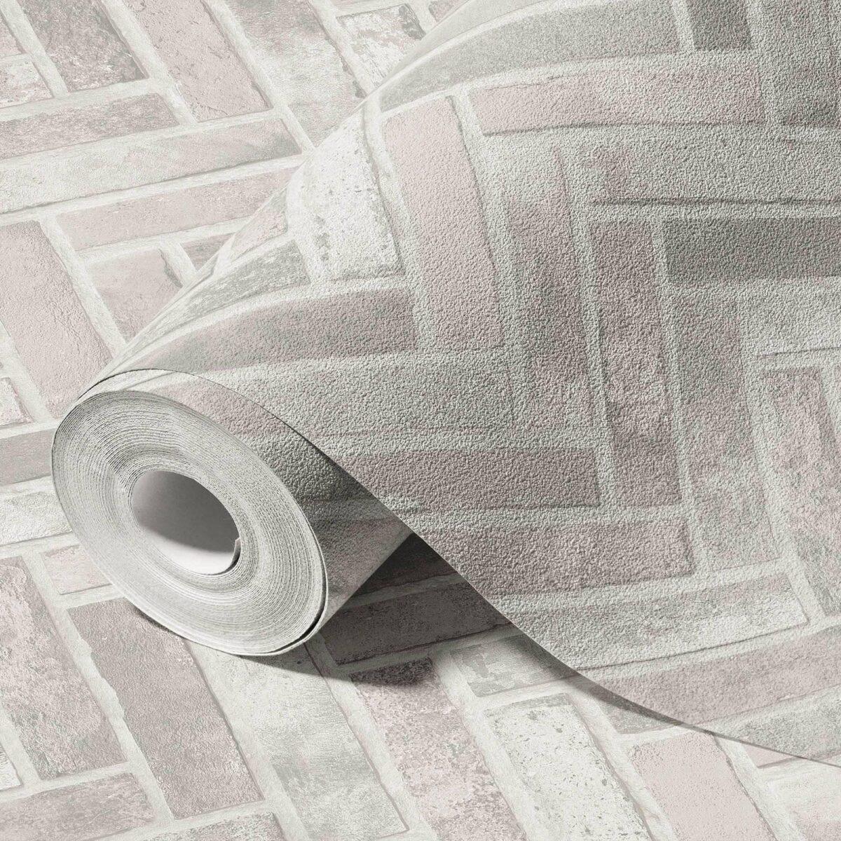 Modern Tile Design Wallpaper White Code 23105-1 - Image 1