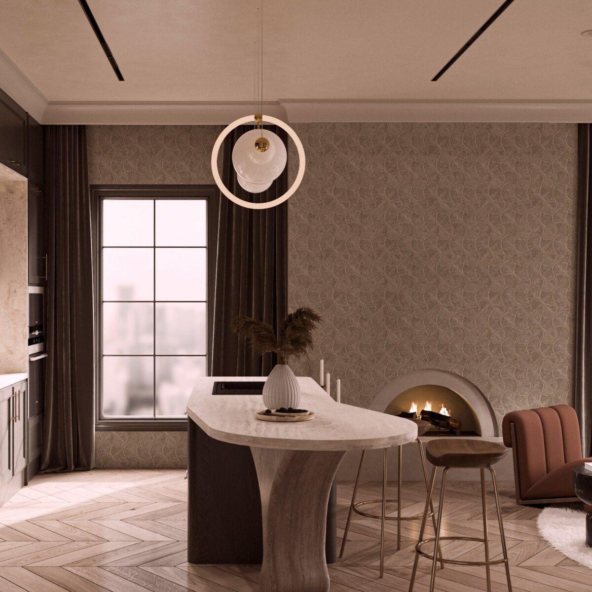 Geometric Design Wallpaper Dark Beige Code 23201-5 - Image 5