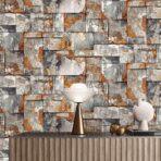 Geometric Stone Design Wallpaper Brown Code 23106-4 - Image 2