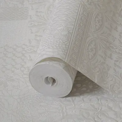Geometric Damask Design Wallpaper Silver Code 1409-2