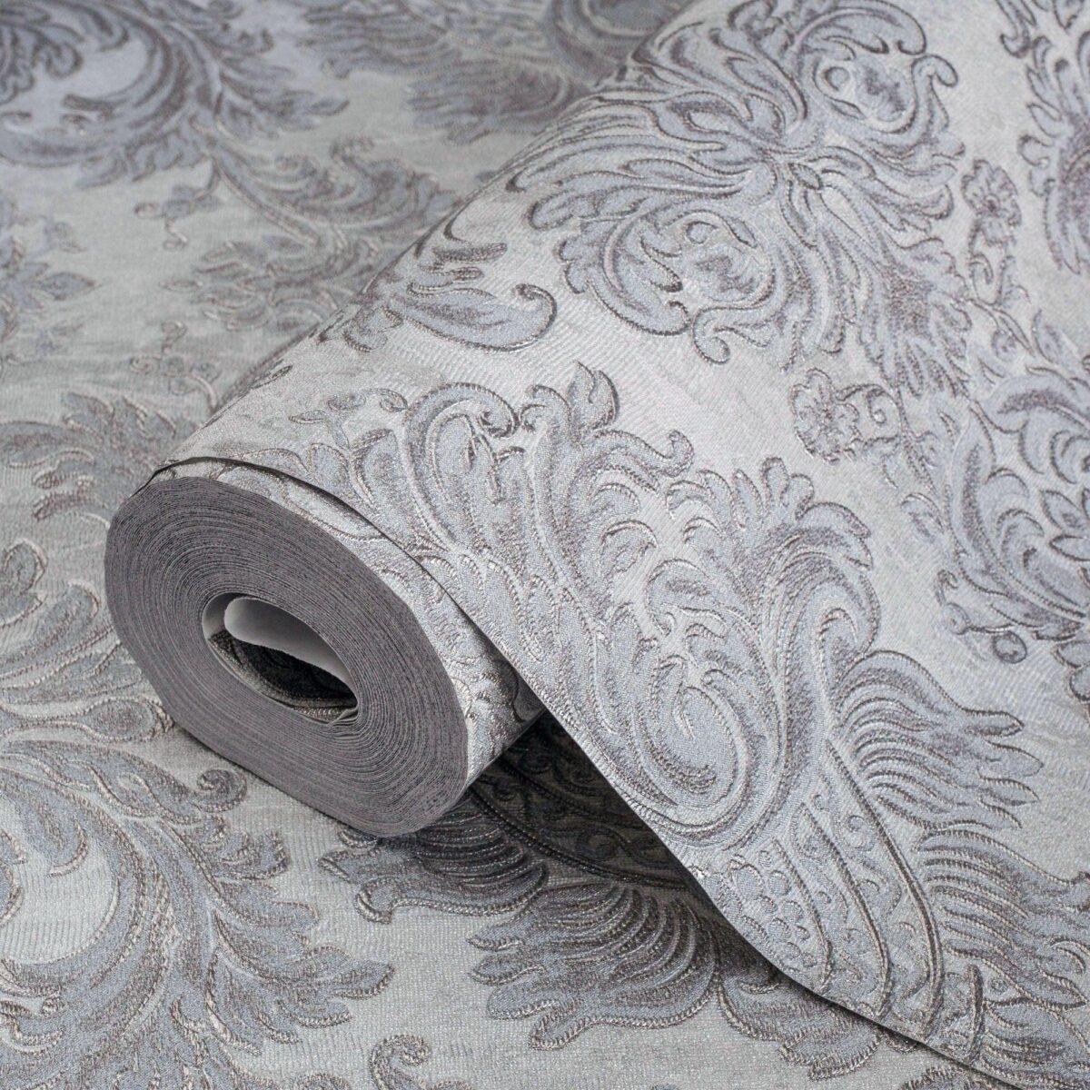Rich baroque damask pattern wallpaper Gray Code 7807-2 - Image 1