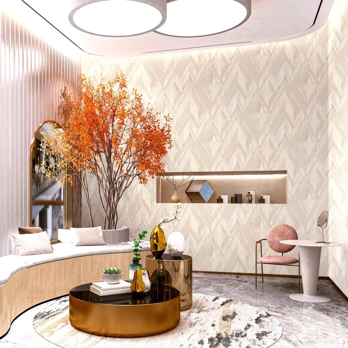 Geometric Wallpaper Cream Code 1205-1 - Image 2