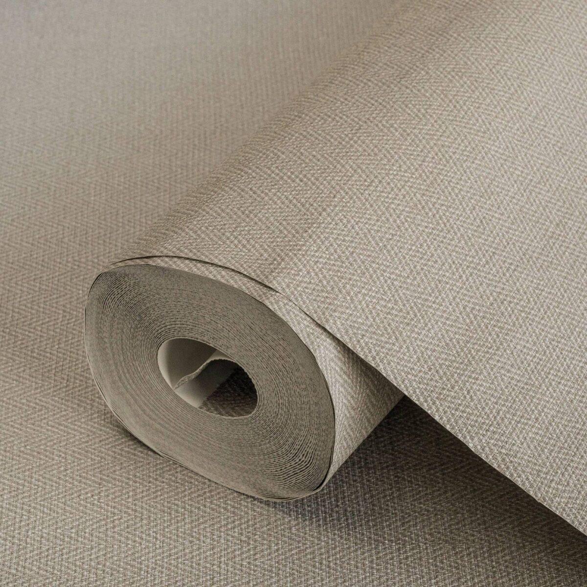 Tweed Woven Herringbone Pattern Texture Wallpaper Brown Code 3701-4 - Image 1