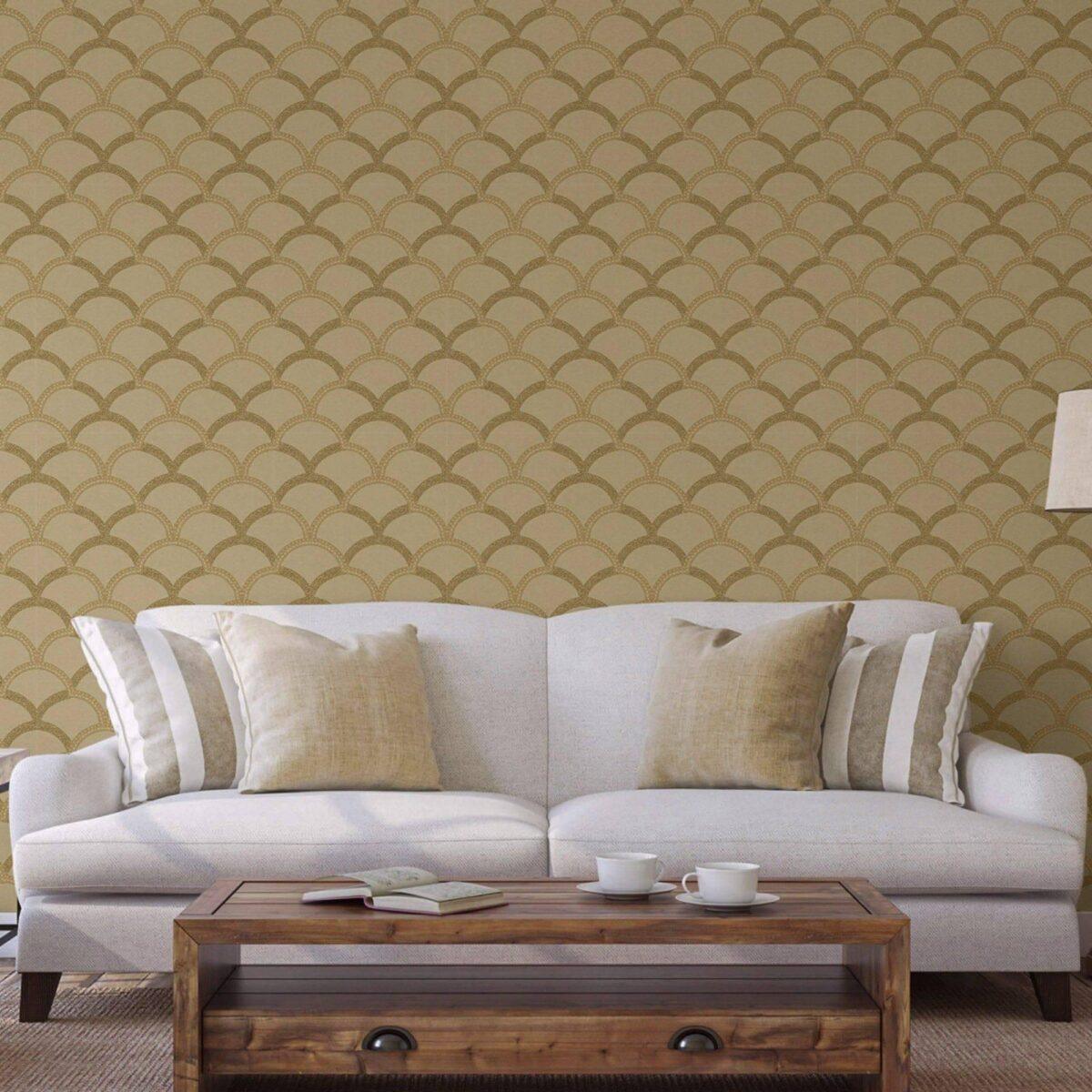 Simple waves ornament wallpaper Brown Code 7811-4 - Image 5