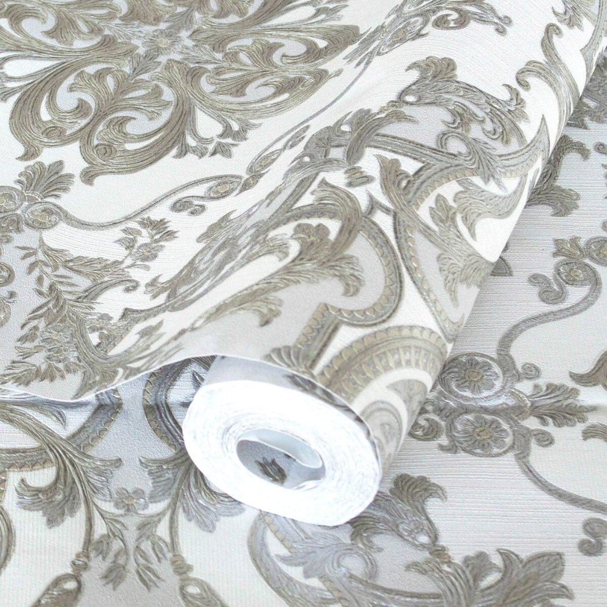 Damask Design Wallpaper Silver Code 1301-2 - Image 1