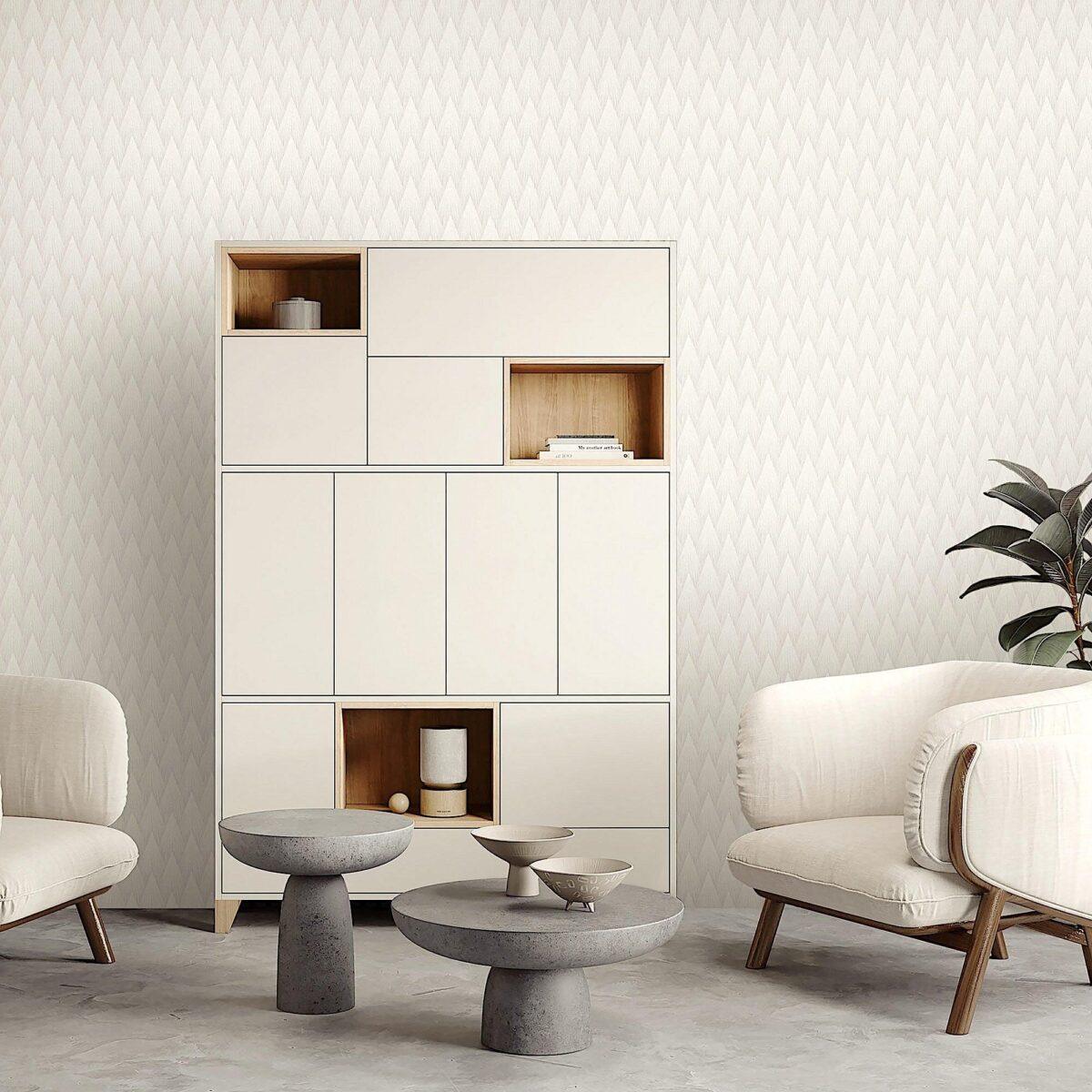 Geometric Design Wallpaper White Code 23202-1 - Image 2