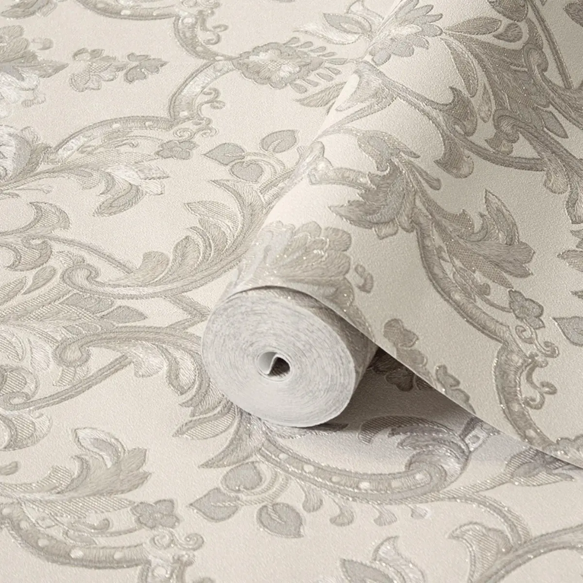 Classic Damask Design Wallpaper White Code 1407-1 - Image 1