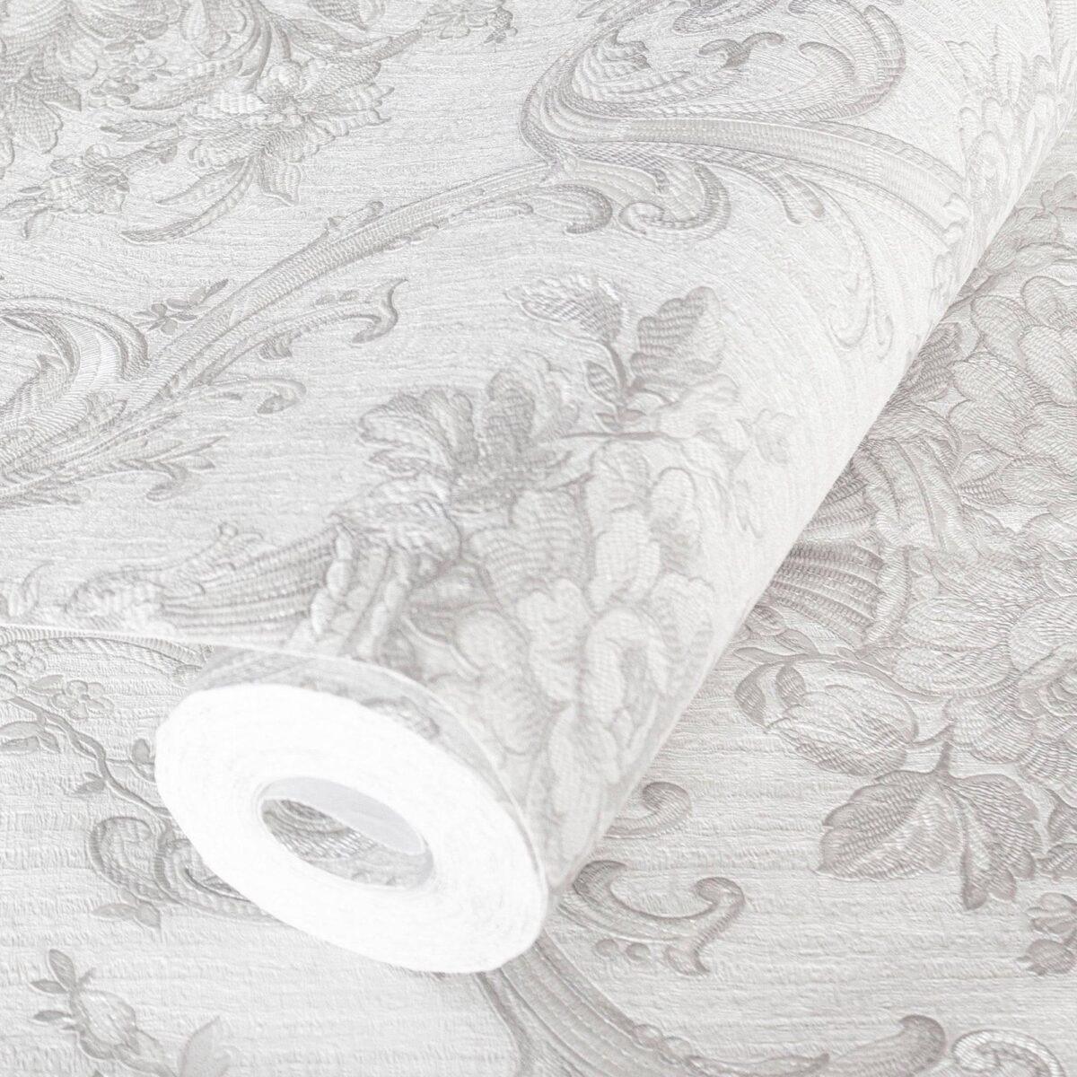 Classical Damask Wallpaper White Code 1310-1 - Image 1