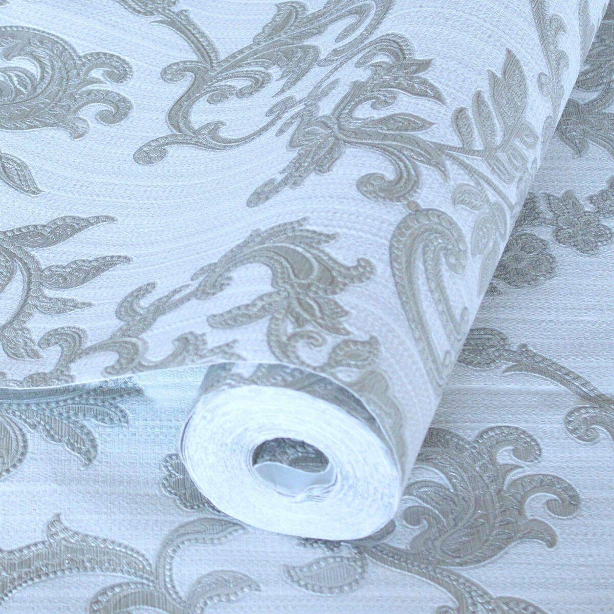 Floral Damask Wallpaper Silver Code 1305-2 - Image 1